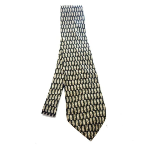 Haggar Collections Beige Silk Tie Woven Long Geometric‎ - Picture 6 of 6